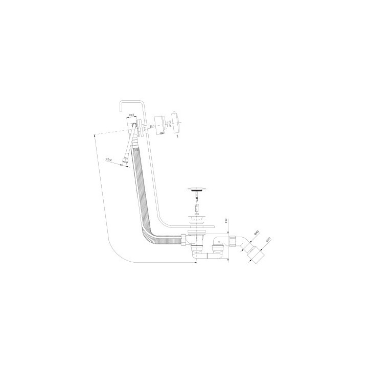 Syfon wannowy OMNIRES CGS przelewowo-odpływowo-napełniający - czarny mat