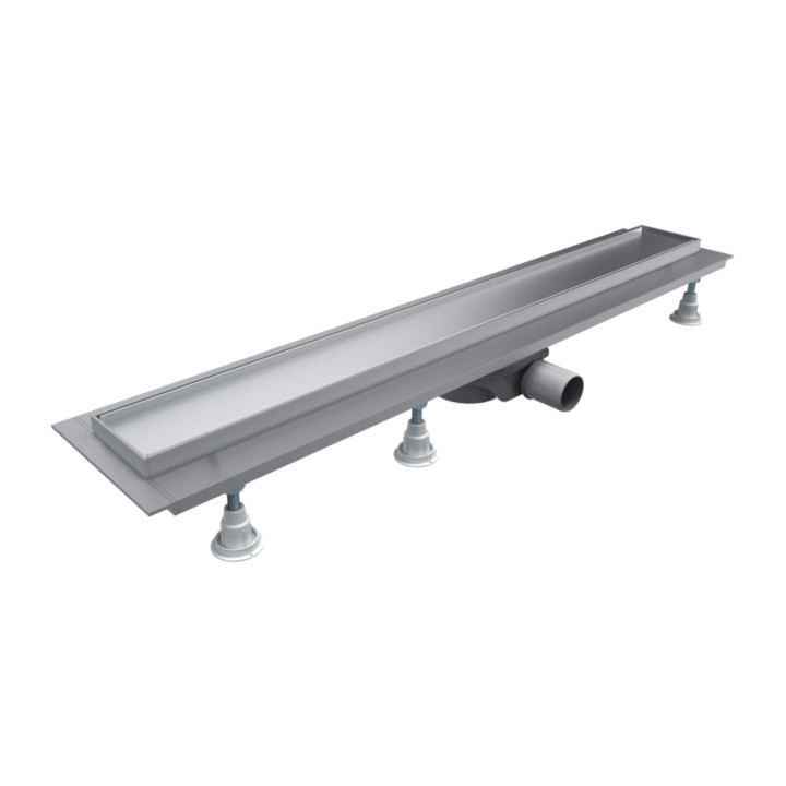 Prysznicowy odpływ liniowy OMNIRES LOWFIX z maskownicą do wklejenia płytek, 70 cm - srebrny