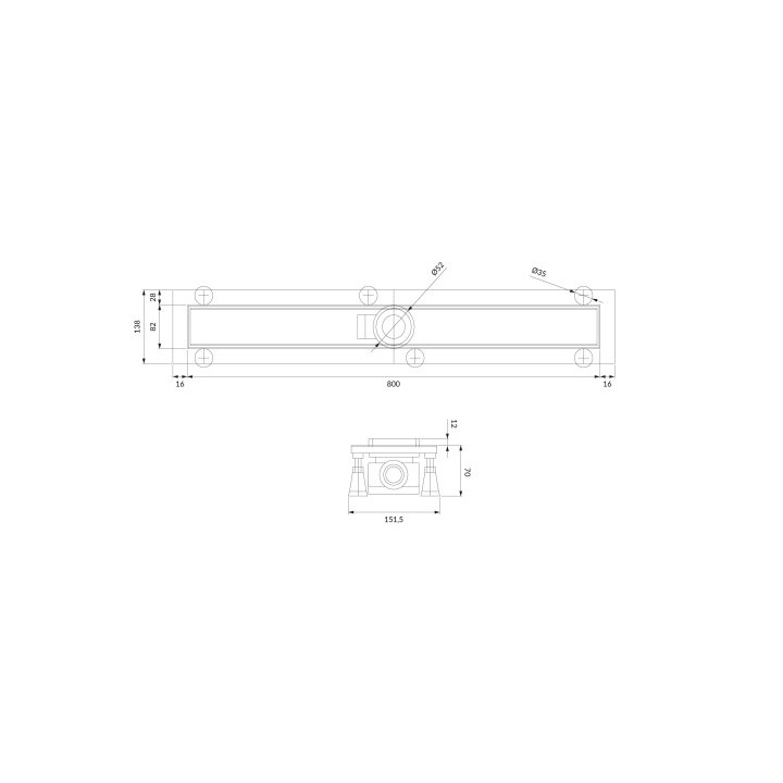 Prysznicowy odpływ liniowy OMNIRES LOWFIX z maskownicą do wklejenia płytek, 80 cm - srebrny