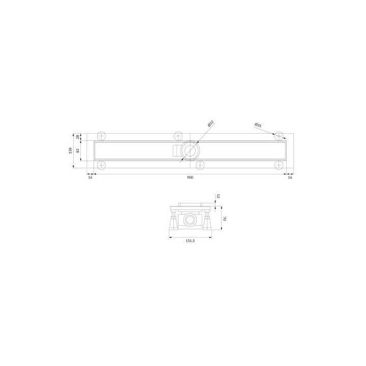 Prysznicowy odpływ liniowy OMNIRES LOWFIX z maskownicą do wklejenia płytek, 90 cm - srebrny
