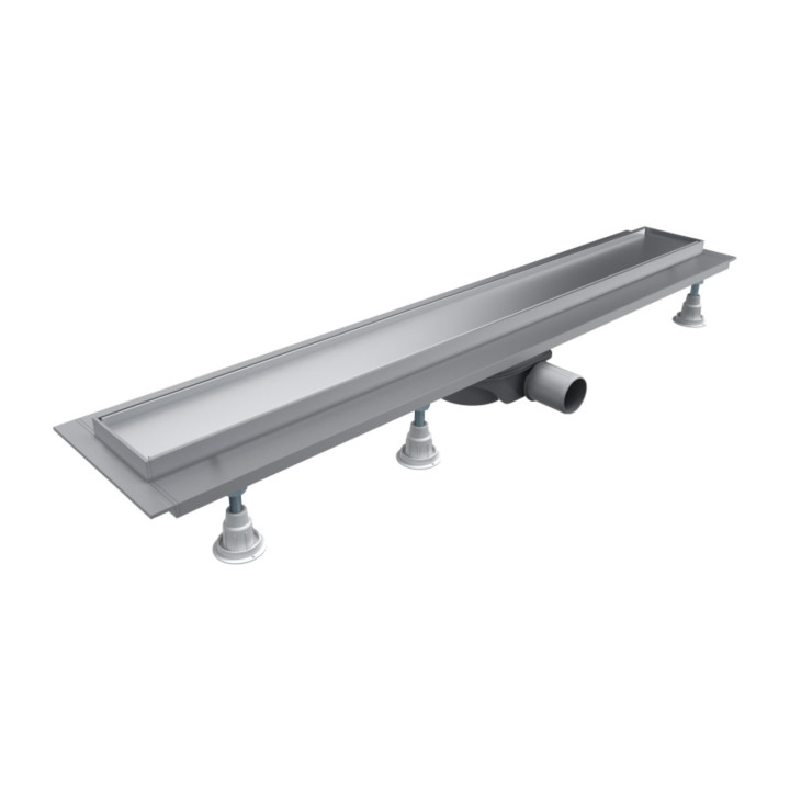 Prysznicowy odpływ liniowy OMNIRES LOWFIX z maskownicą do wklejenia płytek, 100 cm - srebrny