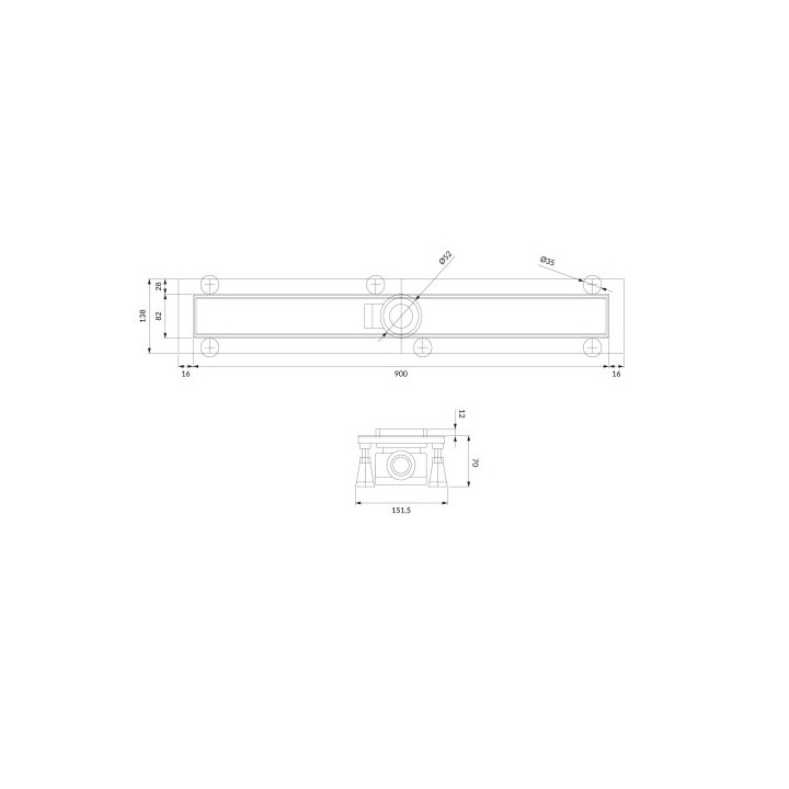 Prysznicowy odpływ liniowy OMNIRES LOWFIX z maskownicą pełną, 90 cm - czarny