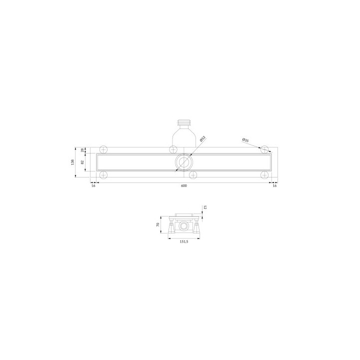 Prysznicowy odpływ liniowy OMNIRES LOWFIX  z maskownicą do wklejenia płytek, 60 cm - czarny