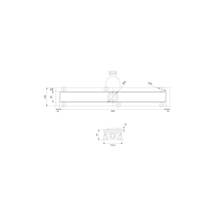 Prysznicowy odpływ liniowy OMNIRES LOWFIX z maskownicą do wklejenia płytek, 90 cm - czarny