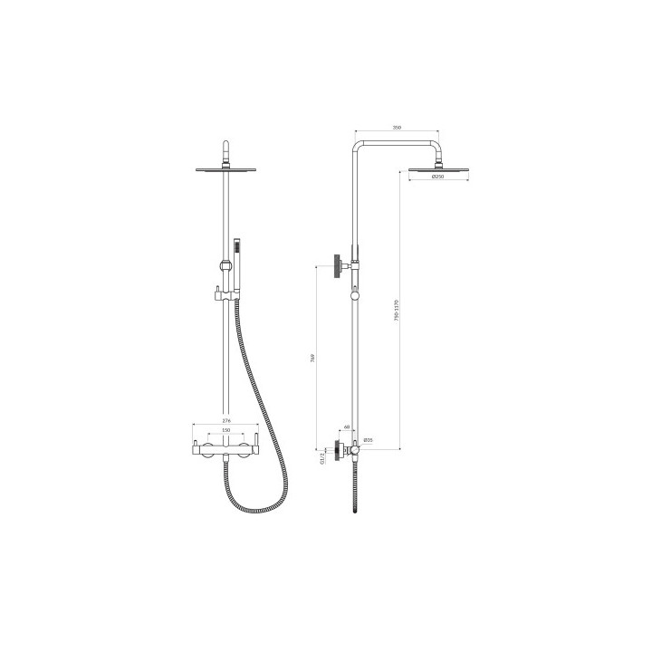 System prysznicowy natynkowy OMNIRES Y - chrom