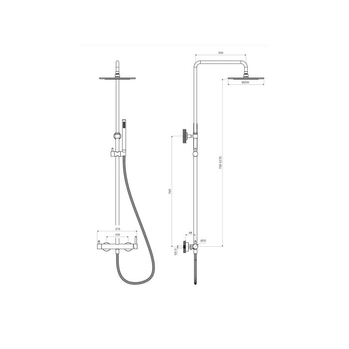 System prysznicowy natynkowy OMNIRES Y - złoty szczotkowany