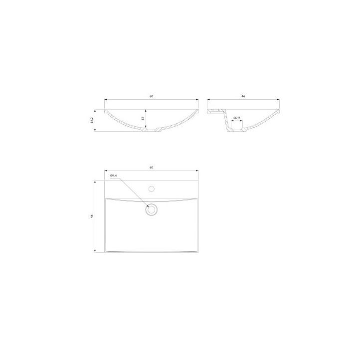 Umywalka meblowa OMNIRES NAXOS M+, 60 x 46 cm - biały połysk 