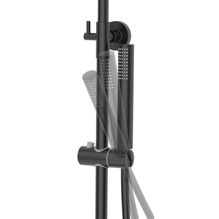Natryskowa czarna kolumna prysznicowa Corsan Lugo okrągła deszczownica z baterią mieszaczową i obrotową wylewką wannową