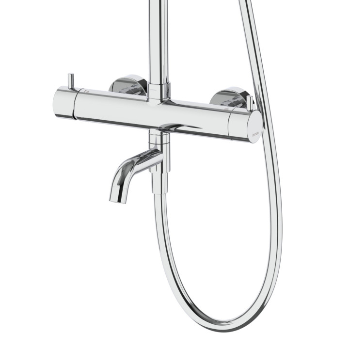 Natryskowa kolumna prysznicowa Corsan Lugo chrom okrągła deszczownica z baterią mieszaczową i obrotową wylewką wannową