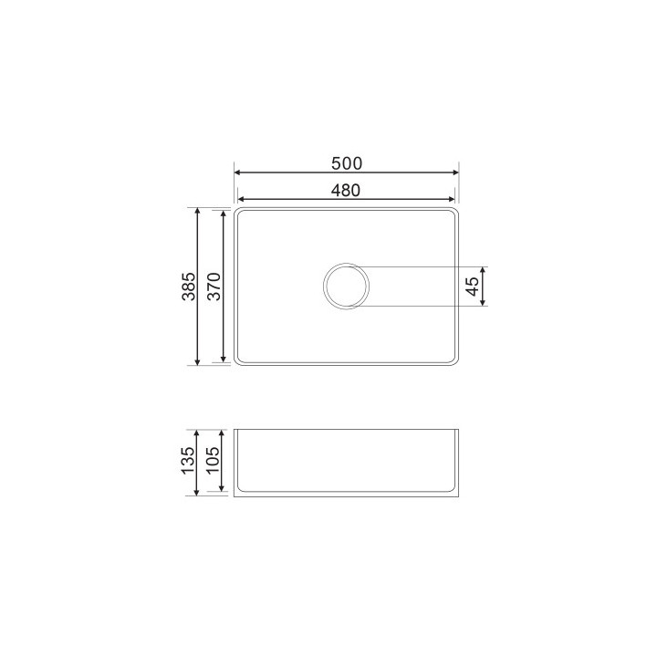 Umywalka nablatowa OMNIRES CORONA, 50 x 39 cm - biały połysk