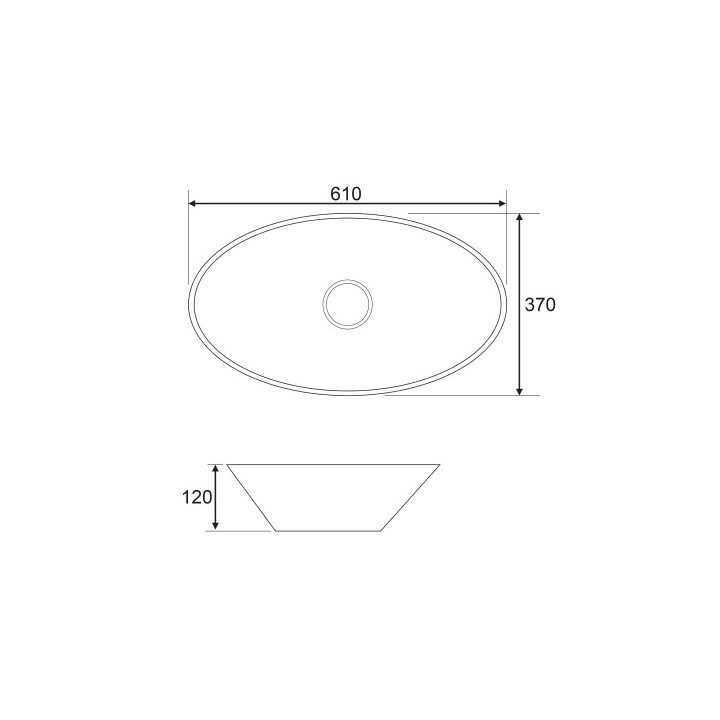 Umywalka nablatowa OMNIRES LAREDO, 61 x 37 cm - biały połysk