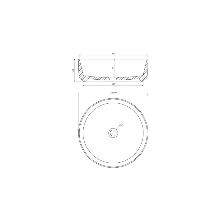 Umywalka nablatowa OMNIRES TULSA , ø36 cm - biały mat