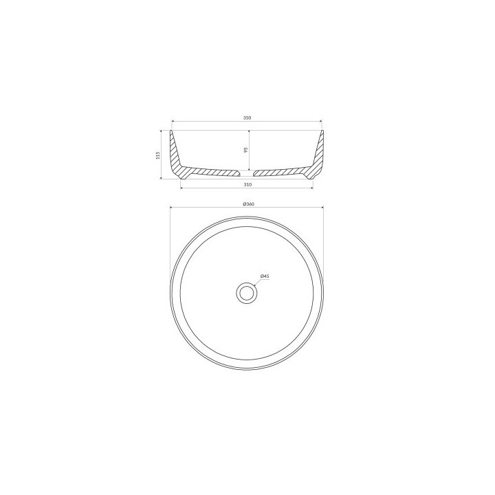 umywalka nablatowa OMNIRES TULSA , ø36 cm - biały połysk 