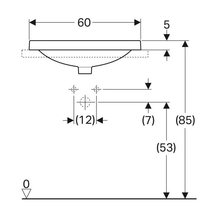Umywalka Geberit Variform 60x40 cm wpuszczana, owalna KeraTect - biała