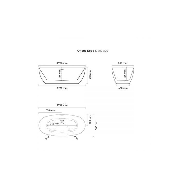 Oltens Ebba wanna wolnostojąca 170 x 80 cm akrylowa - biała
