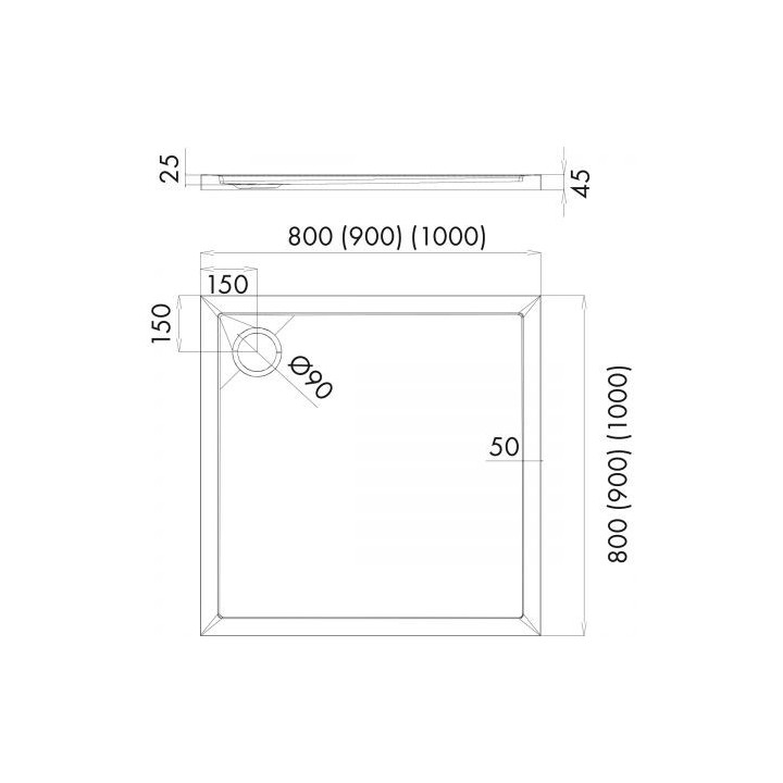 Oltens Superior brodzik kwadratowy 90x90 cm akrylowy - biały