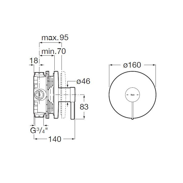Bateria wannowo-prysznicowa Roca Naia Rose Gold, podtynkowa, 2 wyjścia wody, rose gold