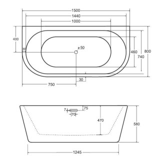 Wanna przyścienna Besco Vica, 170x80cm, akrylowa, biała