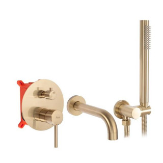 Bateria wannowa podtynkowa REA Lungo ze słuchawką oraz zestawem punktowym - złota