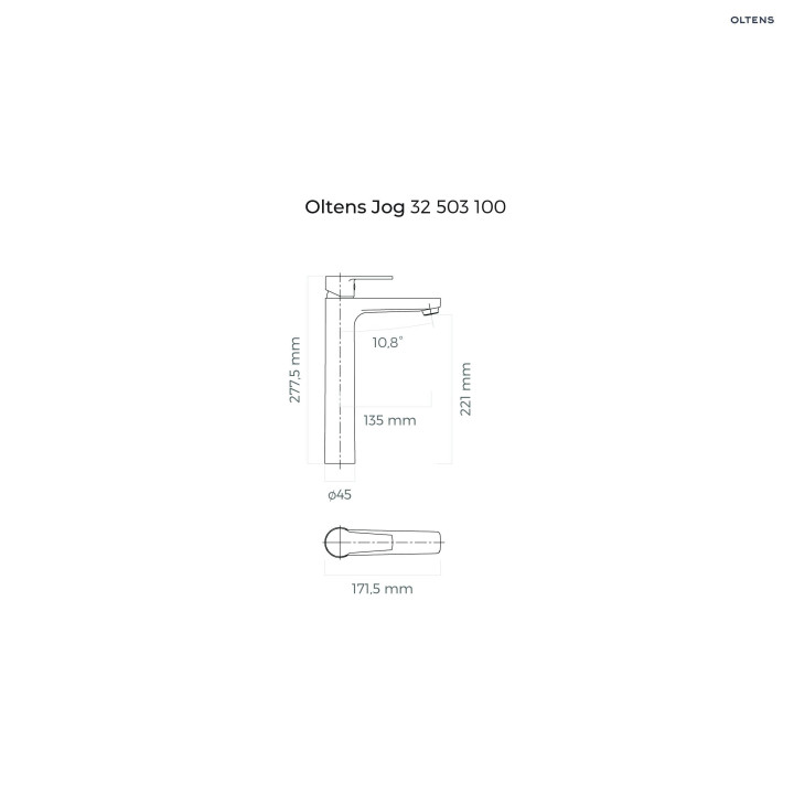 Oltens Jog bateria umywalkowa stojąca wysoka - chrom