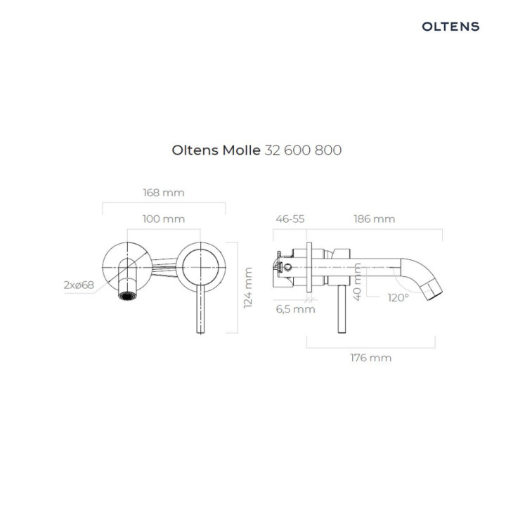 Oltens Molle bateria umywalkowa podtynkowa - złota