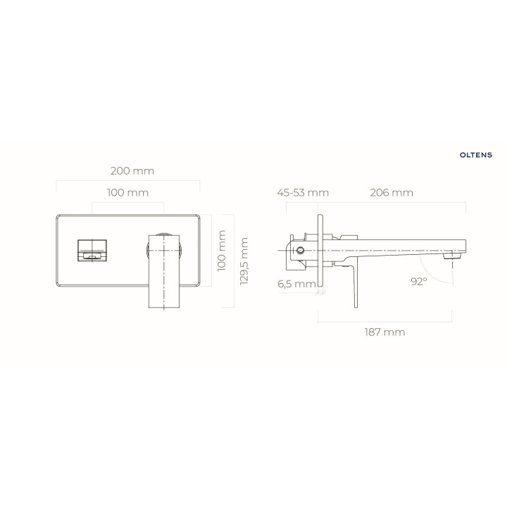 Oltens Gota bateria umywalkowa podtynkowa kompletna - złota