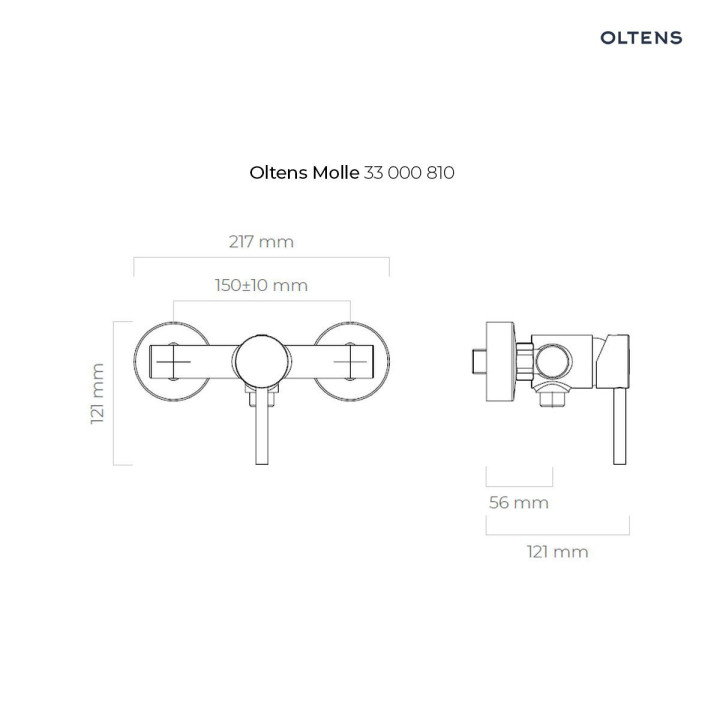 Oltens Molle bateria prysznicowa ścienna - złoto szczotkowane