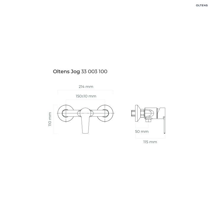 Oltens Jog bateria prysznicowa ścienna - chrom