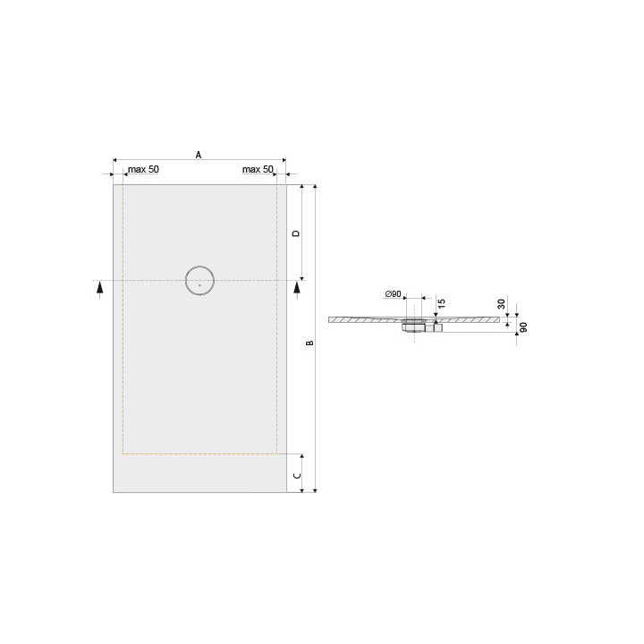Brodzik prostokątny Sanplast Space Mineral B-M/SPACE 75x170x1,5 biew 