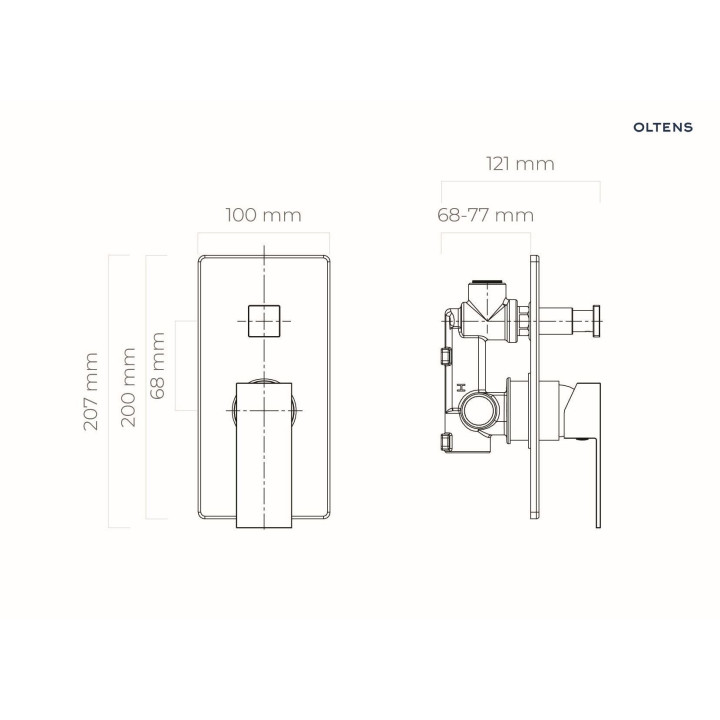Oltens Gota bateria wannowa-prysznicowa podtynkowa kompletna - złota