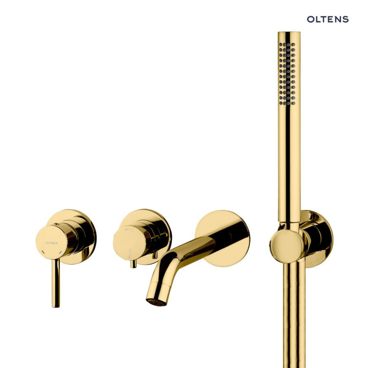 Oltens Molle bateria wannowo-prysznicowa podtynkowa 4 otworowa - złoty