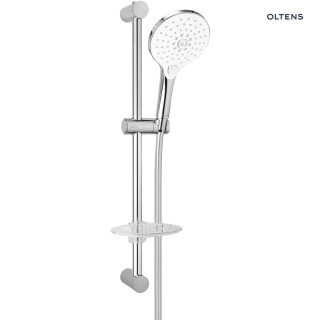 Zestaw prysznicowy Oltens Saxan EasyClick Alling 60 z mydelniczką - chrom/biały