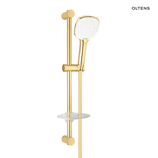 Zestaw prysznicowy Oltens Driva EasyClick (S) Alling 60 z mydelniczką - złoty połysk/biały
