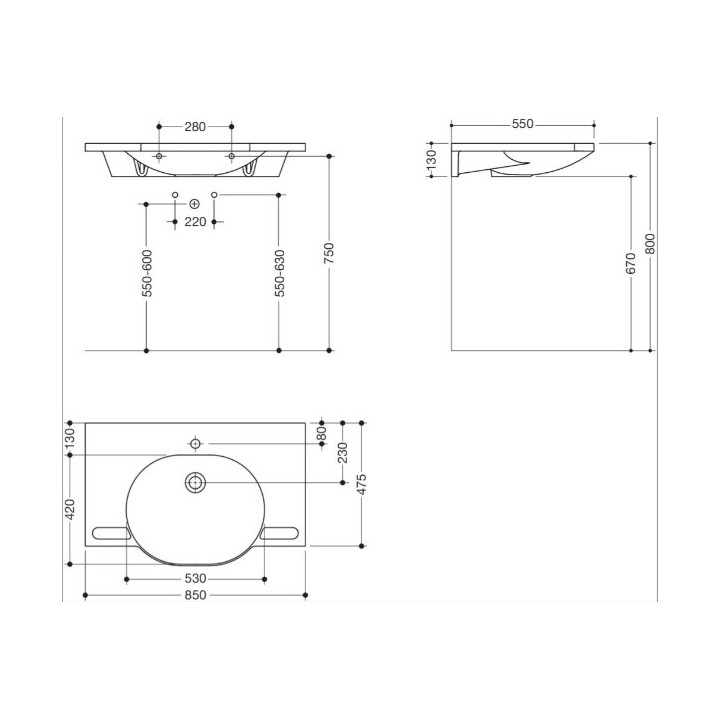 Hewi Umywalka dla niepełnosprawnych 85x55 - biała