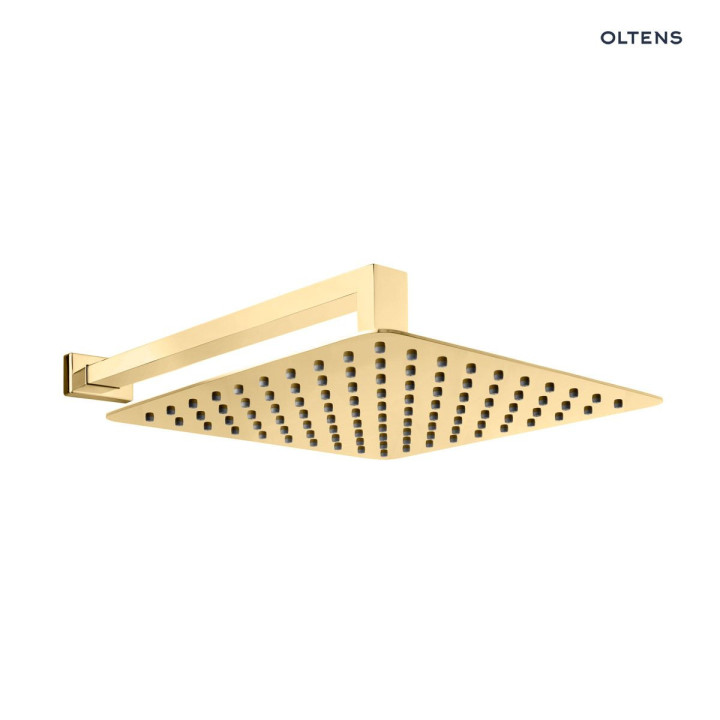 Zestaw Oltens Vindel (S) Lagan (S) deszczownica 30 cm kwadratowa z ramieniem ściennym - złoty
