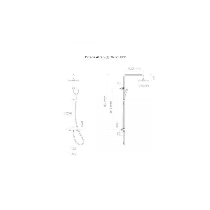 Oltens Atran (S) zestaw prysznicowy termostatyczny z deszczownicą kwadratową - złoty