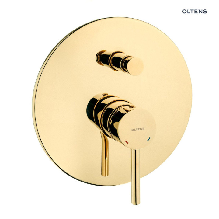 Zestaw Oltens Molle bateria podtynkowa z deszczownicą 30 cm Vindel (S) i kompletem prysznicowym Sog - złoty