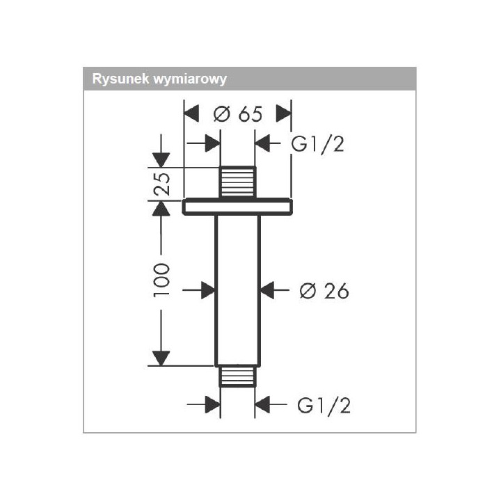 Ramię sufitowe do deszczownicy Hansgrohe E, 10 cm