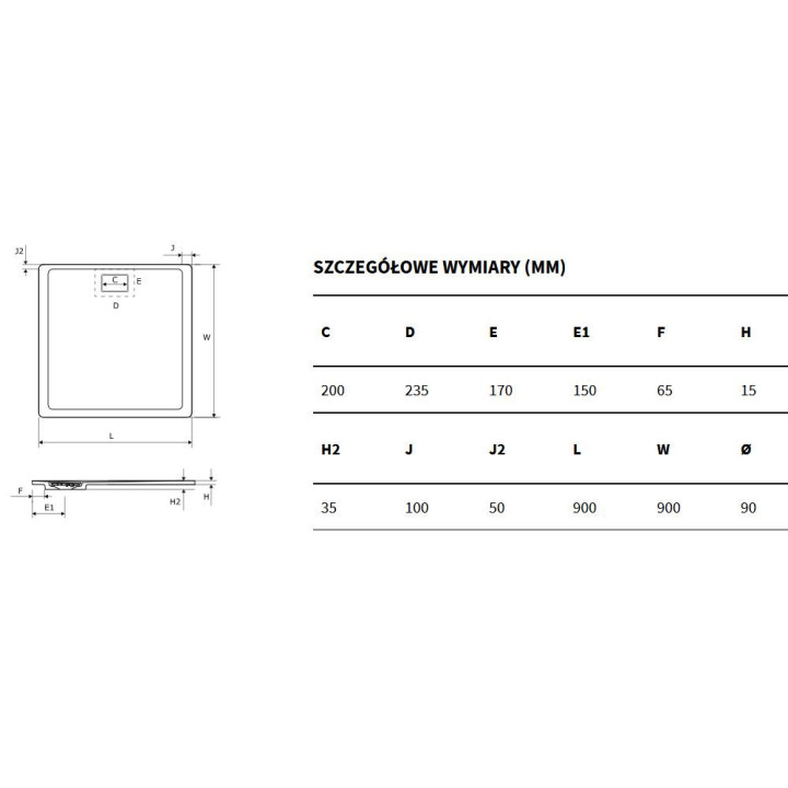 Excellent  Arda Brodzik kompozytowy prostokątny 120x90, cappucino 