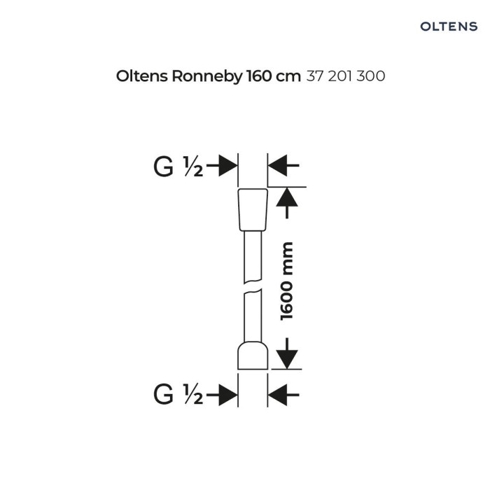 Oltens Ronneby wąż prysznicowy 160 cm - czarny mat