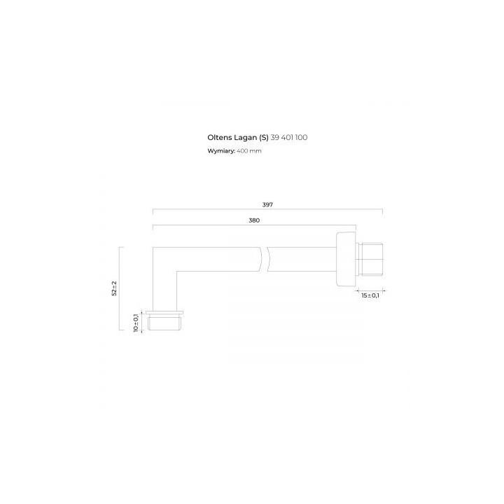 Oltens Lagan (S) ramię deszczownicy 40 cm prostokątne - chrom