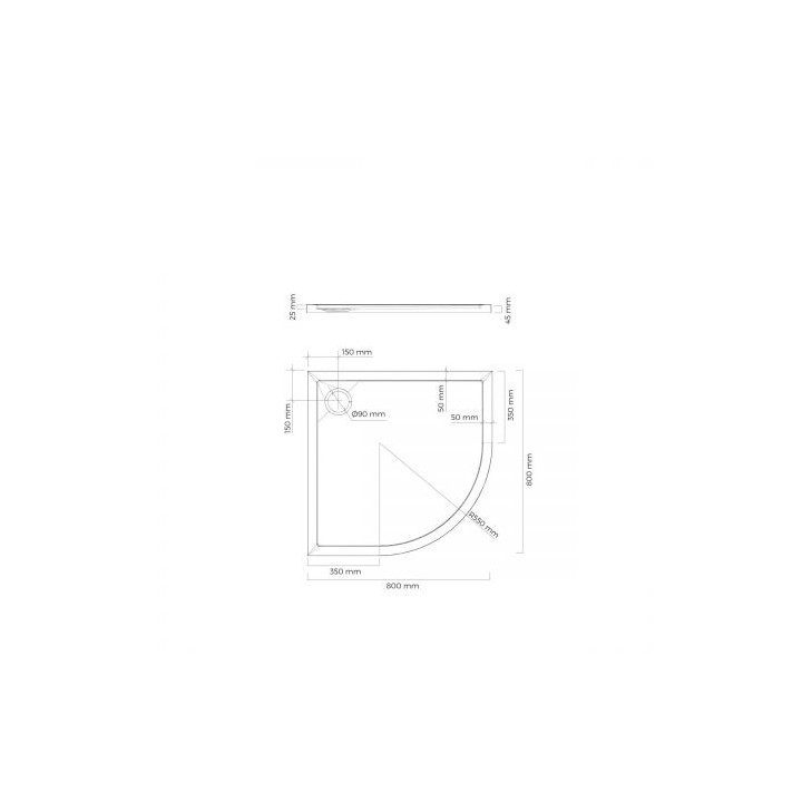Oltens Superior brodzik akrylowy 80x80 cm półokragły - czarny mat