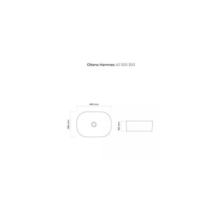 Oltens Hamnes umywalka 49x39,5 cm nablatowa owalna - czarny mat