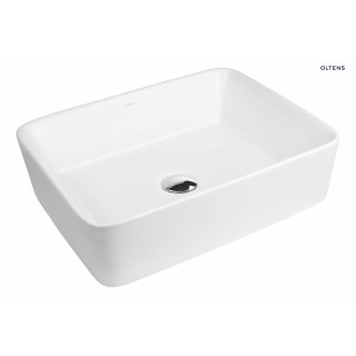 Oltens Forde umywalka 48x37 cm nablatowa prostokątna z powłoką SmartClean - biała 