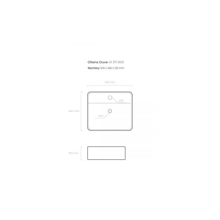 Oltens Duve umywalka 50,5x46 cm nablatowa prostokątna - biała