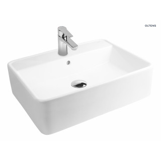 Oltens Duve umywalka 58x43,5 cm nablatowa prostokątna - biała