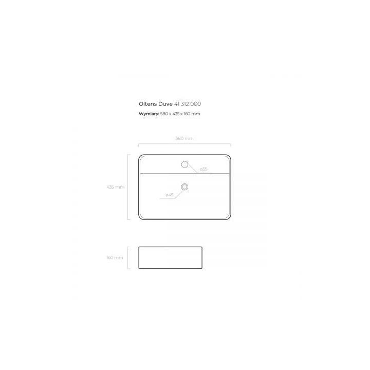 Oltens Duve umywalka 58x43,5 cm nablatowa prostokątna - biała