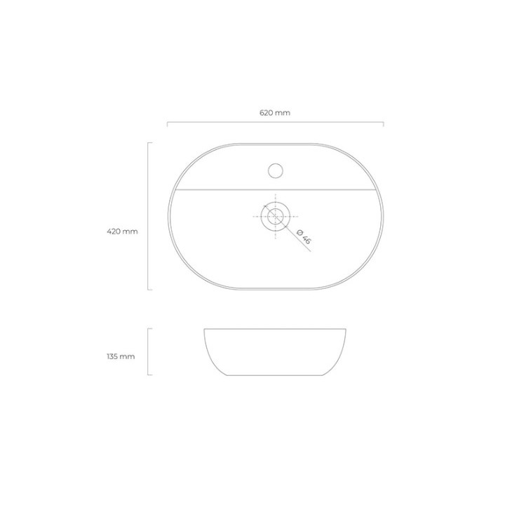 Oltens Hamnes Thin umywalka nablatowa z otworem na baterię owalna 62 x 42 cm - biała