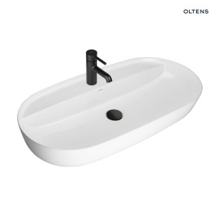 Oltens Hamnes Thin umywalka nablatowa z otworem na baterię owalna 80 x 40 cm - biała