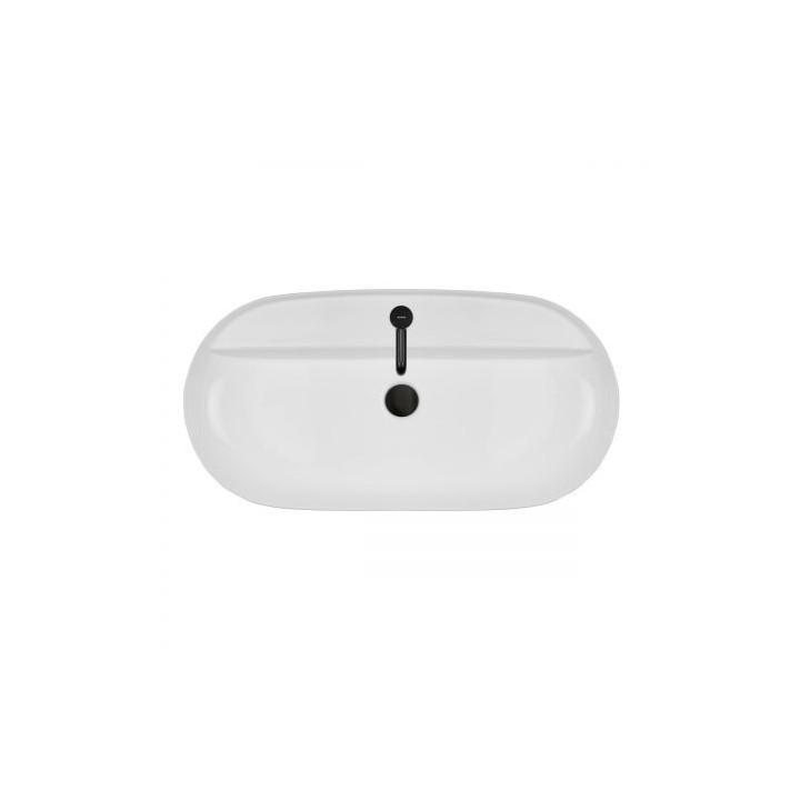 Oltens Hamnes Thin umywalka nablatowa z otworem na baterię owalna 80 x 40 cm - biała